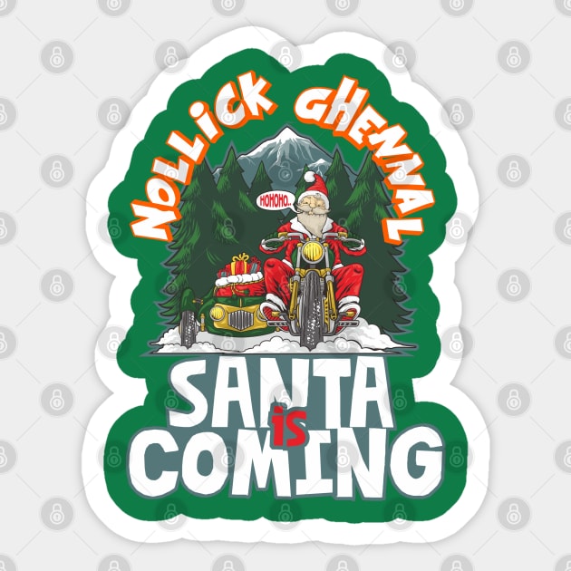 Santa is Coming Sticker by ManxHaven